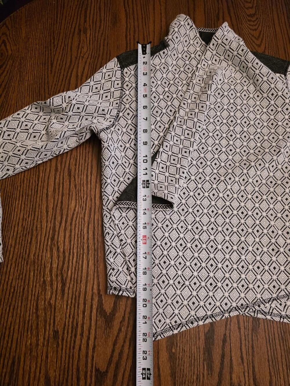 Tribal Jeans Black White Geometric Draped Waterfall Open Cardigan Sweater Med - Picture 8 of 11